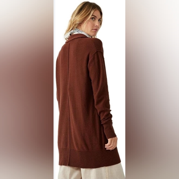 NWT❤️🔥$168 Free People Oversized Chestnut Desert Cardigan 🌎 Blazer Silhouette - Picture 3 of 9
